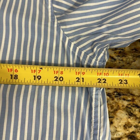 Pure DKNY Striped White And Blue Hi-Low Hem Button Up Tunic Top Size M - Picture 7 of 9